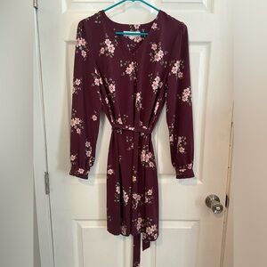 LOFT size 4 aubergine dress with floral print